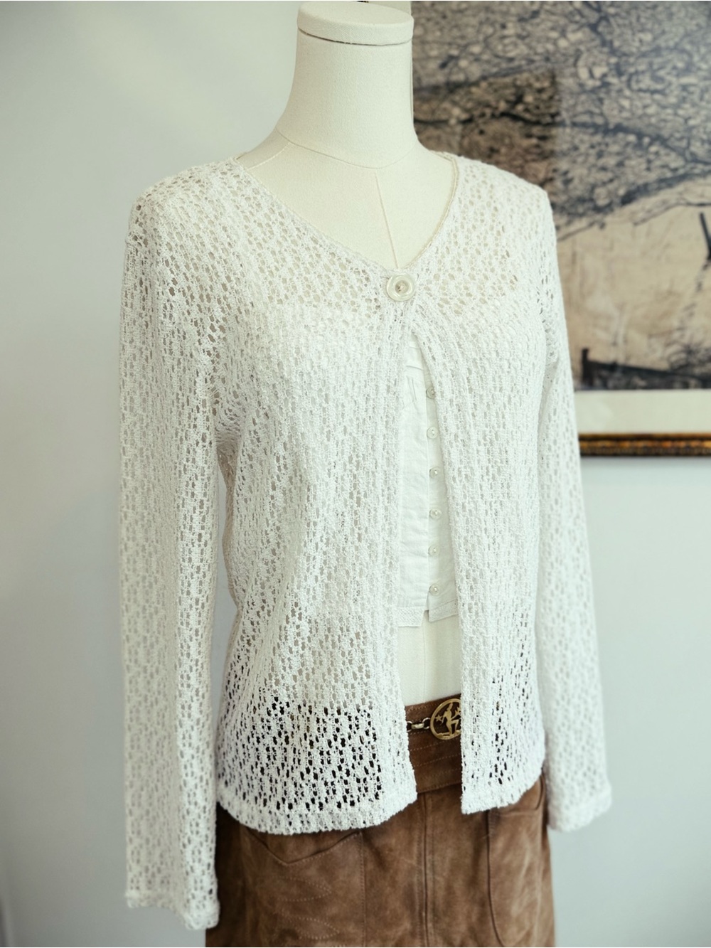 ✨ FREE PEOPLE vintage crochet cardigan
